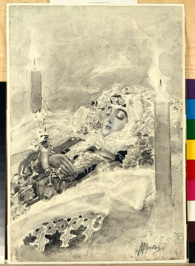 Tamara in de kist door Mikhail Aleksandrovich Vrubel