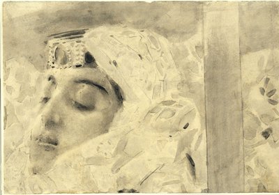 Tamara in de kist. Illustratie bij het gedicht De Demon van Mikhail Lermontov, 1890-1891 door Mikhail Aleksandrovich Vrubel
