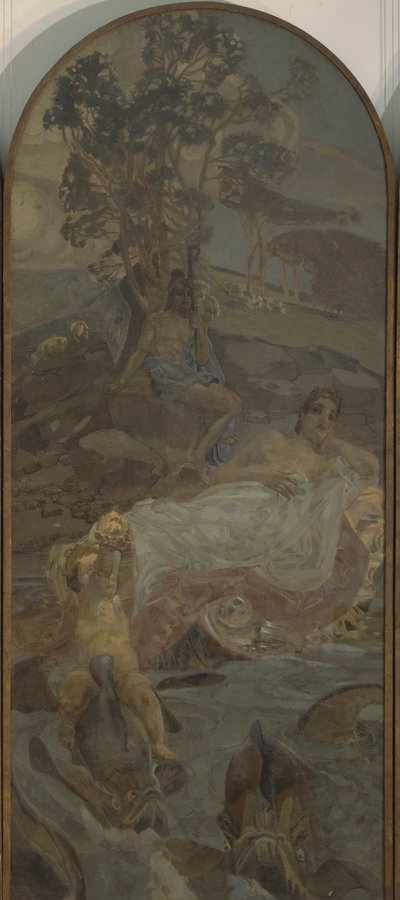 Venus, Amor en Paris Triptiek Het Oordeel van Paris, centraal deel, 1893 door Mikhail Aleksandrovich Vrubel