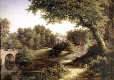 Gezicht in de tuinen van Pavlovsk door Mikhail Ivanovich Lebedev