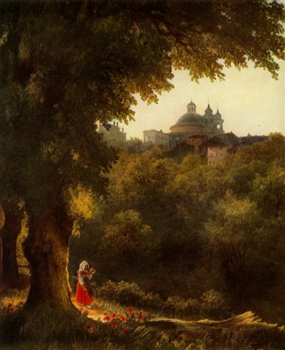 Uitzicht op Arricio nabij Rome, 1830s door Mikhail Ivanovich Lebedev