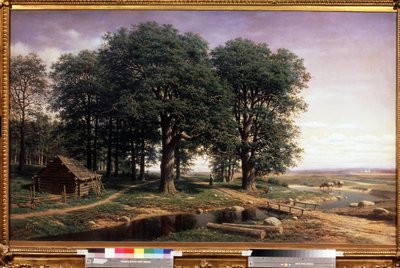 Een eikenbos door Mikhail Konstantinovitch Clodt von Jurgensburg