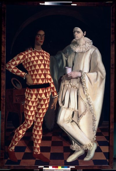 Harlekijn en Pierrot (Zelfportretten) door Mikhail Nikolayevich Yakovlev