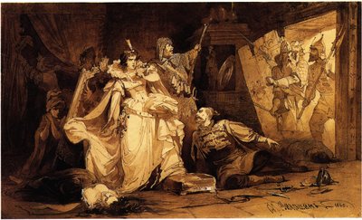 De arrestatie van Marina Mniszech, 1860 door Mikhail Osipovitsch Mikeshin