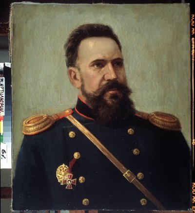 Portret van de militair en ingenieur Sergei Mosin (1849-1902) uitvinder van het Mosin-Nagant geweer - Schilderij van Mikhail Gerets (1900-1942) 1941 Staats Centraal Artilleriemuseum, Sint-Petersburg door Mikhail Petrovich Gerets