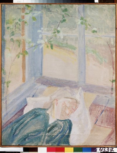 Portret van de kunstenaar Elena Guro, vrouw van de schilder door Mikhail Vasilievich Matyushin