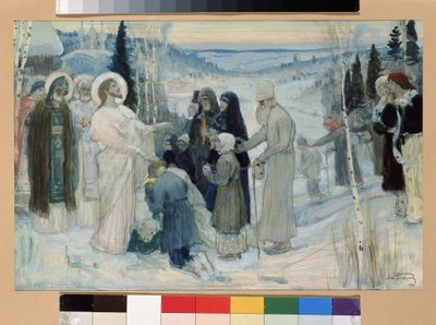 Het Heilige Rusland. Werk van Mikhail Vasilyevich Nesterov (1862-1942), gouache op karton door Mikhail Vasilievich Nesterov
