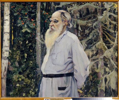 Portret van de schrijver Leo N. Tolstoy (1828-1910) door Mikhail Vasilievich Nesterov