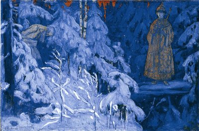 Ivan Susanin ontvangt een visioen van Mikhail Fyodorovich door Mikhail Vasilievich Nesterov
