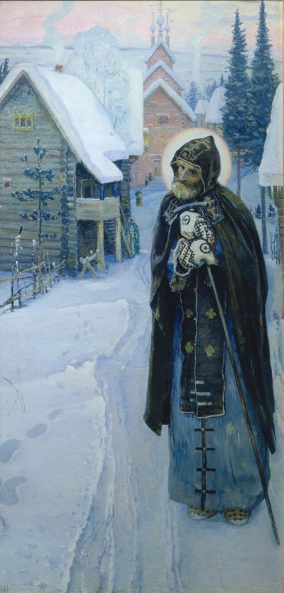 Sint Sergius werkt Triptiek, Rechterdeel, 1896 door Mikhail Vasilievich Nesterov