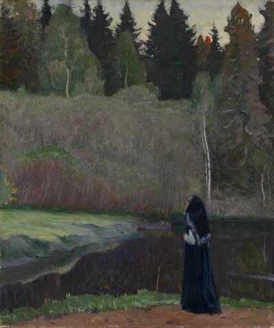De nachtegaal zingt door Mikhail Vasilievich Nesterov