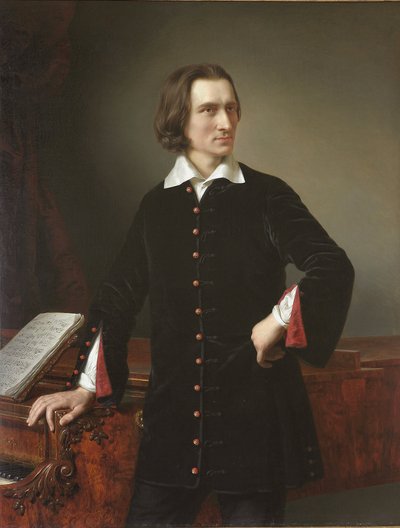 Portret van Franz Liszt (1811-1886), componist en Hongaarse pianist. Schilderij van Miklos Barabas, 1847. Hongaars Nationaal Museum, Boedapest door Miklós Barabás