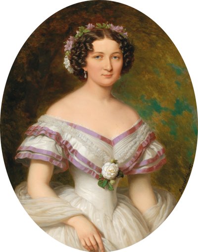 Portret van gravin Maria Gabriella Josepha Anna Szápáry, geboren Atzél de Borosjenő door Miklós Barabás