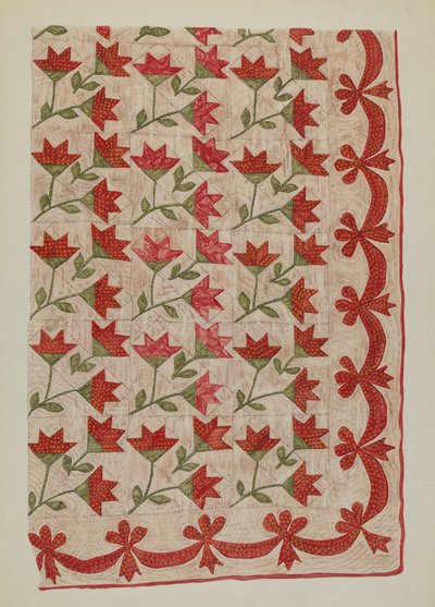 Geappliqueerde quilt door Mildred E. Bent