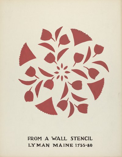 Ontwerp uit Lyman, Maine 1755-1780: Uit Voorgesteld Portfolio "Maine Muur Stencils" door Mildred E. Bent