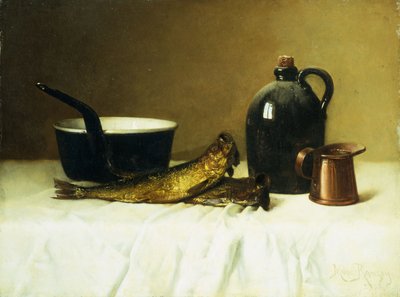 Stilleven met haring, pot, kruik en maat, 1908 door Milne Ramsey
