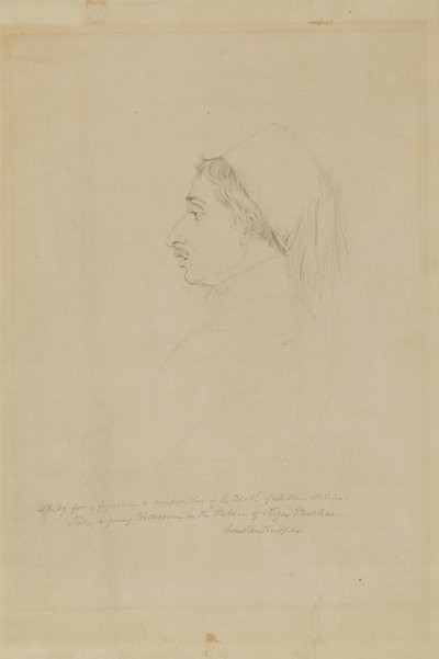 Studie voor een figuur in een compositie over de dood van sultan Selim door Miner Kilbourne Kellogg
