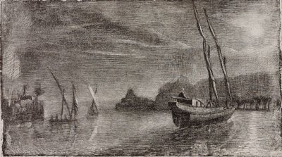 Zonder titel (Boten in de haven) door Miner Kilbourne Kellogg
