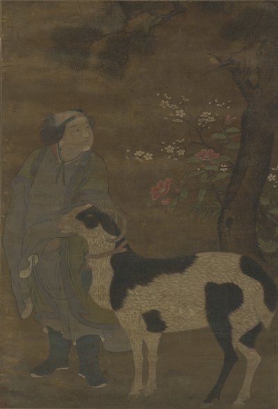Een edele jongen en zijn geit door Ming Dynasty Chinese School