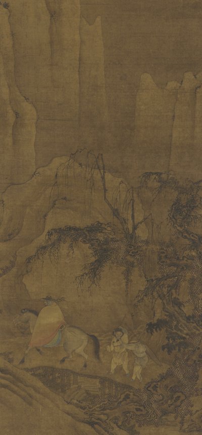 Een Reiziger te Paard met Begeleiders door Ming Dynasty Chinese School