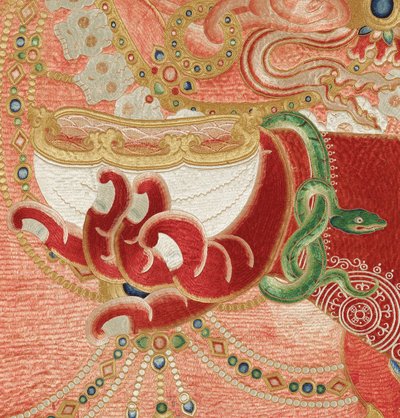 Detail van keizerlijk geborduurde zijden Thangka door Ming Dynasty Chinese School