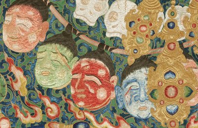 Detail van Keizerlijk Geborduurde Zijde Thangka (detail) door Ming Dynasty Chinese School