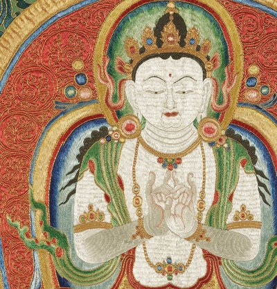 Detail van Keizerlijk Geborduurde Zijde Thangka door Ming Dynasty Chinese School