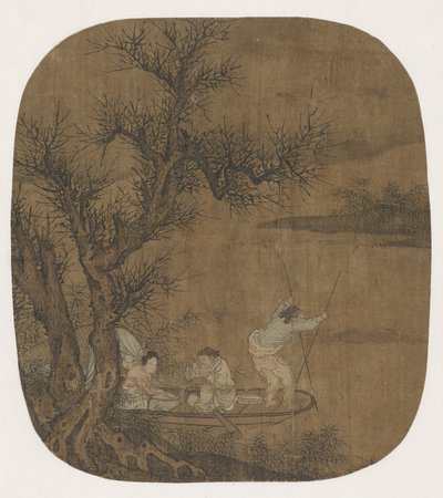Genieten van een Maaltijd aan Boord van een Boot, 16e-17e eeuw door Ming Dynasty Chinese School
