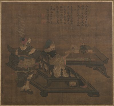 Guan Yu en Zhou Cang door Ming Dynasty Chinese School