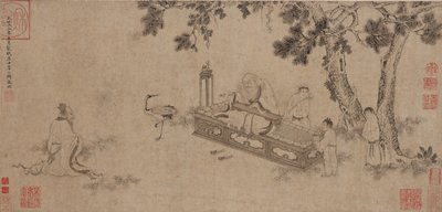 Laozi levert de Daodejing door Ming Dynasty Chinese School