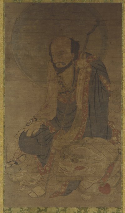 Manjusri en zijn leeuw door Ming Dynasty Chinese School