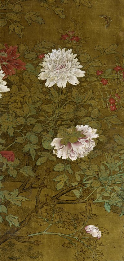 Pioenrozen en vlinder door Ming Dynasty Chinese School