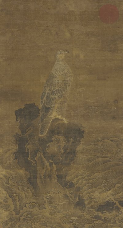 Slechtvalk op een Rots te midden van Golven, ca. 1500 door Ming Dynasty Chinese School