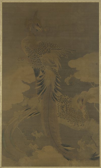 Feniksen op een Paulownia-boom door Ming Dynasty Chinese School