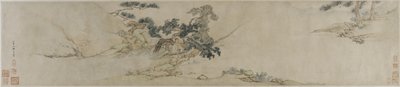 Zither spelen onder een dennenboom, laat 16e-begin 17e eeuw door Ming Dynasty Chinese School