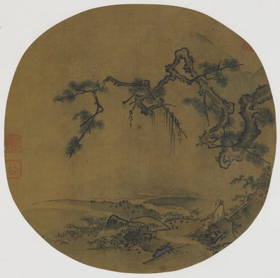 Zittend onder een dennenboom door Ming Dynasty Chinese School