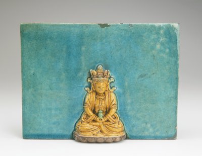 Tegel met afbeelding van de Boeddha Amitabha door Ming Dynasty Chinese School