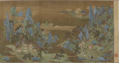 Reizigers in de Lente Bergen, 16e-17e eeuw door Ming Dynasty Chinese School