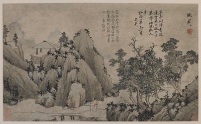 Wandelen langs een bergstroom door Ming Dynasty Chinese School