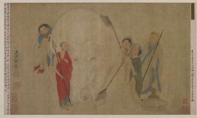 De olifant wassen door Ming Dynasty Chinese School