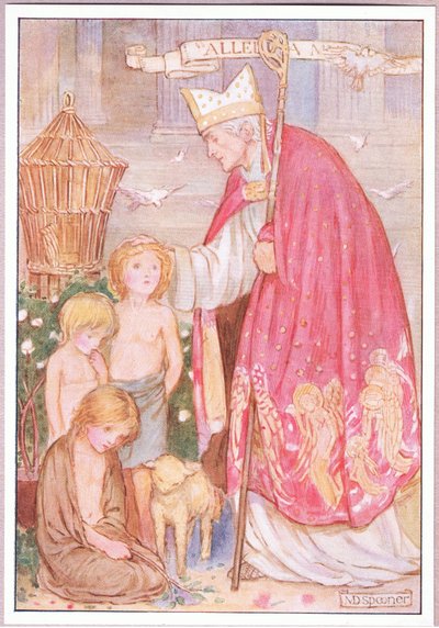"Angles noem je ze" zei hij. "Nee, engelen eerder". St. Augustinus door Minnie Didbin Spooner