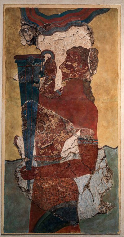 (detail) van een Minoïsche Fresco: De bekerdrager door Minoan