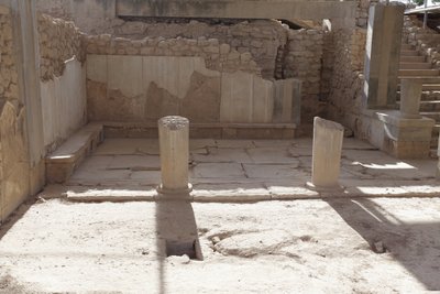 Minoïsche archeologische site van Phaistos. Het megaron van de koningin (d.w.z. de appartementen van de koningin). Het zuidelijkste van de 