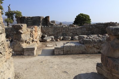 Minoïsch archeologisch terrein van Phaistos. Zicht op een 