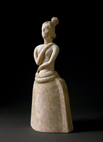 Minoïsche kunst: terracotta figuur van een vrouw in aanbidding door Minoan