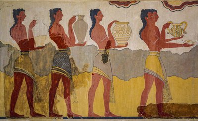 Reconstructie van de processie fresco door Minoan