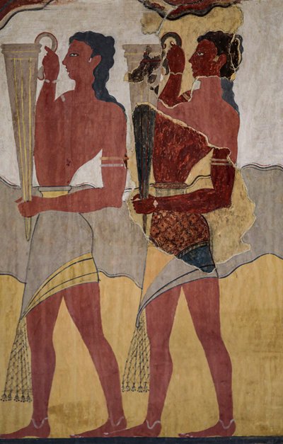 Reconstructie van de processie fresco door Minoan