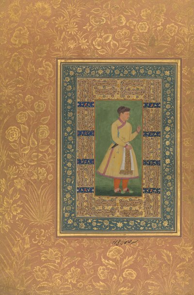 Portret van Zamana Beg, Mahabat Khan, Folio uit het Shah Jahan Album, recto door Mir 