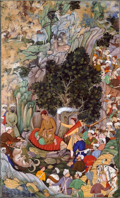 Akbar beveelt het slachten te stoppen in 1578 door Miskin Miskin