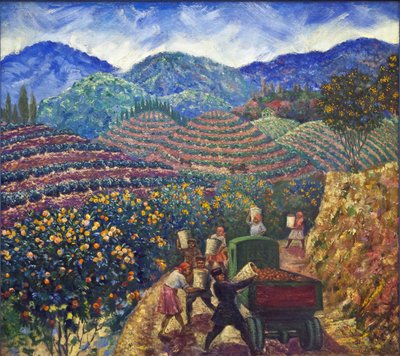 De Oogst in Chakva sovchoz door Beringov, Mitrofan Mikhaylovich (1986-1937) door Mitrofan Mikhaylovich Beringov